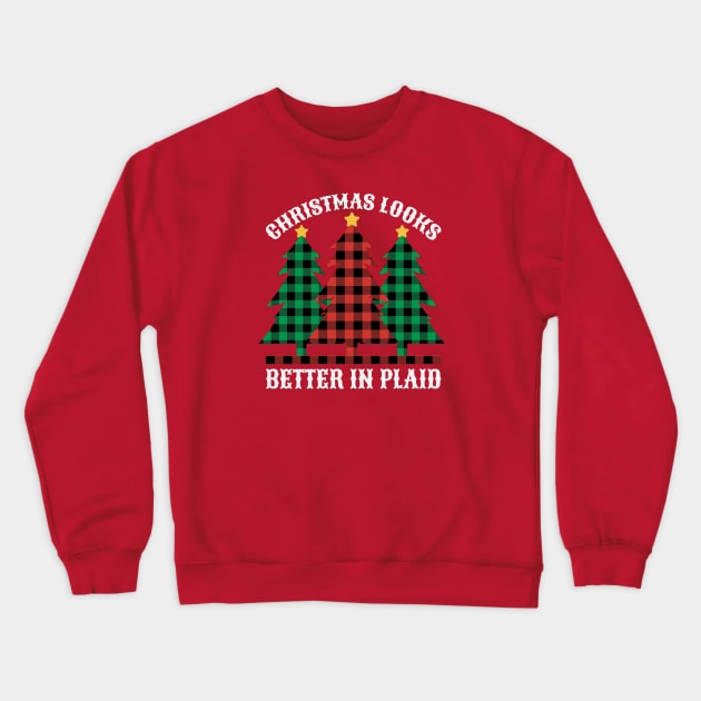 Christmas Looks Better in Plaid // Buffalo Plaid Christmas Trees Crewneck Sweatshirt by SLAG_Creative